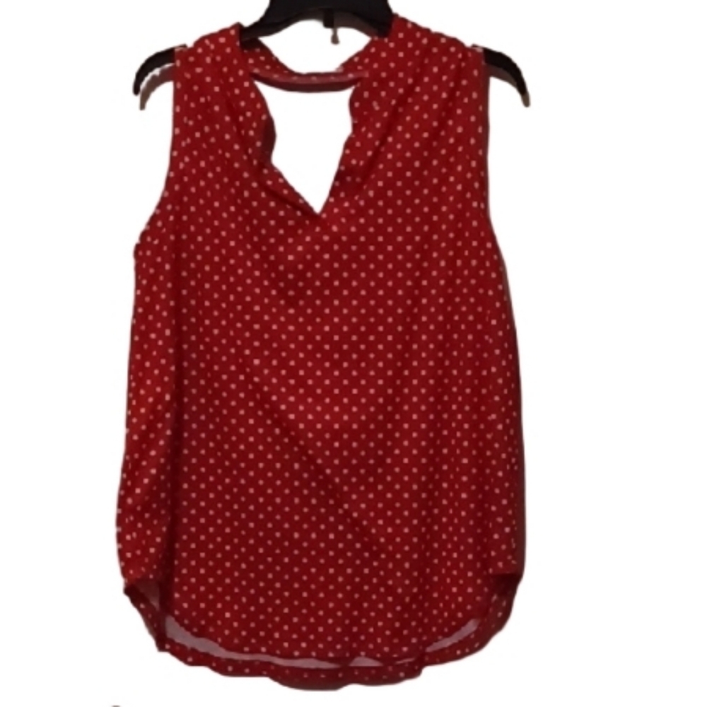 - Red Polka Dot Sleeveless Top